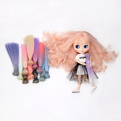 Cheveux de perruque de poupée de coiffure ombre longue et droite en fibre à haute température, pour bricolage fille bjd making accessoires
