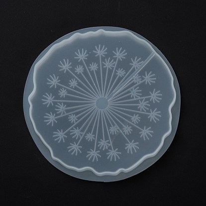 DIY Doily/Pedestal Silicone Molds, for Cup Mat Making, Resin Casting Pendant Molds, For UV Resin, Epoxy Resin Jewelry Making, Flat Round with Dandelion