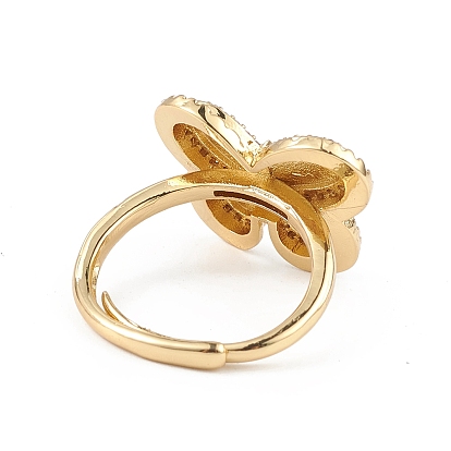 Регулируемое кольцо в виде бабочки из прозрачного циркония, украшения из латуни для женщин, без свинца и без кадмия