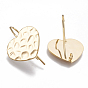 Brass Stud Earring Findings, with Loop, Heart, Nickel Free