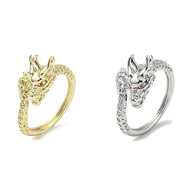 Dragon Brass with Cubic Zirconia Open Cuff Ring