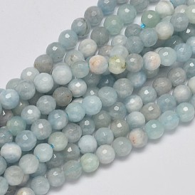 Grado redonda facetada ab hebras de perlas naturales de color turquesa