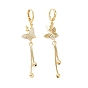 Clear Cubic Zirconia Butterfly Dangle Hoop Earrings, Brass Chain Tassel Drop Earrings for Women