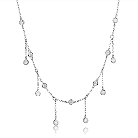 Sterling Silver with Clear Cubic Zirconia Pendant Necklaces