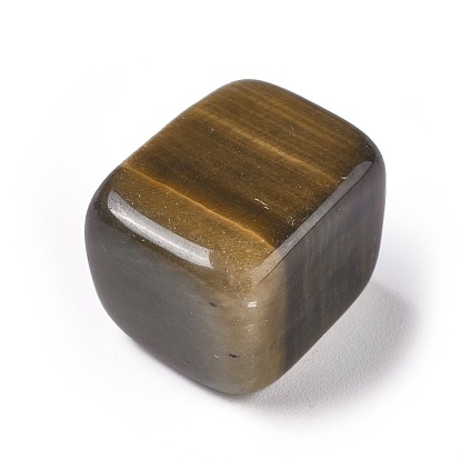 Natural Tiger Eye Beads, Cube, No Hole/Undrilled