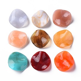 Perles acryliques bicolores, pierre d'imitation, pétale