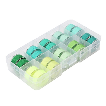20 rollos 10 colores de hilo de coser, bobinas de plástico bobinas para máquinas de coser con caja de almacenamiento transparente