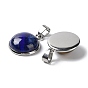 Mixed Stone Pendants, Half Round/Dome Charms with Stainless Steel Color Plated 304 Stainless Steel Frame