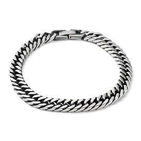 304 Stainless Steel Cuban Link Chains Bracelets for Men, with Fold Over Clasps