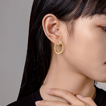 Clear Cubic Zirconia Huggie Hoop Earrings, Brass Hinged Earrings for Women