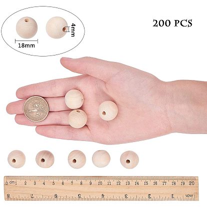 Round Unfinished Wood Beads and Nylon Packaging Vacuum Bag