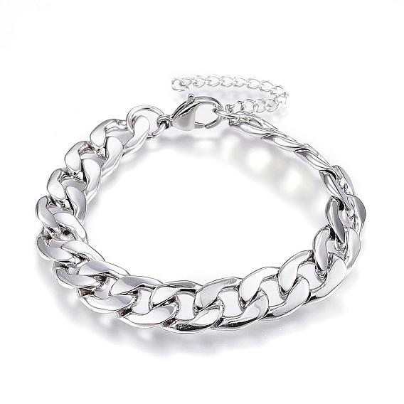304 Stainless Steel Bracelets, with Curb Chain