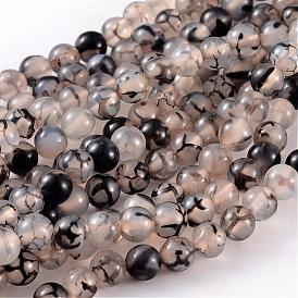 Perles en agate naturelles, teint, teint, ronde