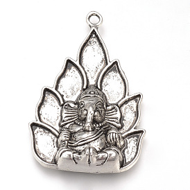 Alliage de style tibétain supports d'émail grand pendentif, Éléphant hindou dieu lord ganesh statue, sans cadmium et sans plomb