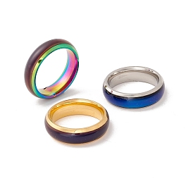 Mood Ring, Epoxy Plain Band Finger Ring, Temperature Change Color Emotion Feeling Iron Ring for Women