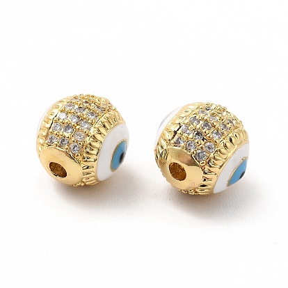 Micro en laiton pavent des perles cubes de zircone, avec l'émail mauvais œil, ronde, or