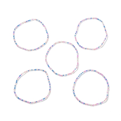 5набор эластичных браслетов из стеклянных бусин