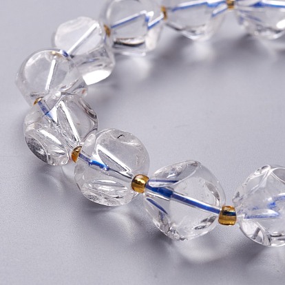 Bracelets de perles extensibles en pierres précieuses naturelles à facettes, perles de verre, dés célestes à six faces