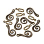 Fermoirs crochets en alliage de style tibétain, pour la fabrication de bracelets en cuir, sans plomb et sans cadmium, vortex, vortex: 26x13mm, bar: 16.5 mm, Trou: 3.5mm