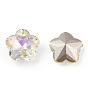 K 9 cabujones de diamantes de imitación de cristal, puntiagudo espalda y dorso plateado, facetados, flor del ciruelo