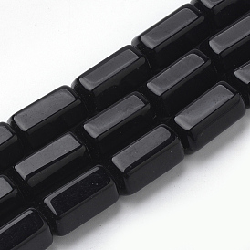 Natural Black Stone Beads Strands, Hexagon