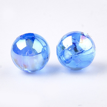 Perles en plastique transparentes, de couleur plaquée ab , ronde