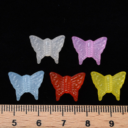 Perles acryliques transparentes, teint, papillon