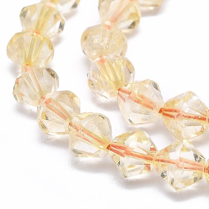 Natural Citrine Beads Strands, Faceted, Bicone