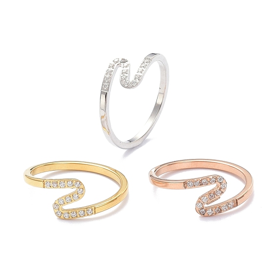Revestimiento iónico (ip) 304 anillos para los dedos de acero inoxidable, con diamantes de imitación de cristal