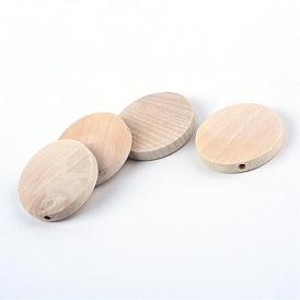 Unfinished Wood Beads, Natural Wooden Beads, Lead Free, Flat Round, 30x5mm, Hole: 2.5mm