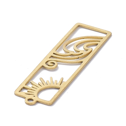 Brass Pendants, DIY Accessories, for Bracelets, Earrings, Necklaces, Rectangle with Sun & River