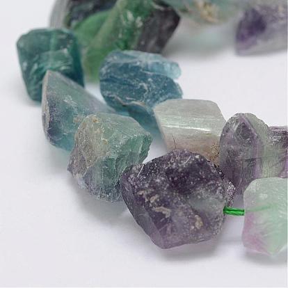 Raw Rough Natural Fluorite Bead Strands, Nuggets