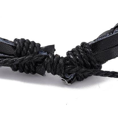 Регулируемые случайные унисекс сплава цинка и плетеный кожаный многожильных браслеты