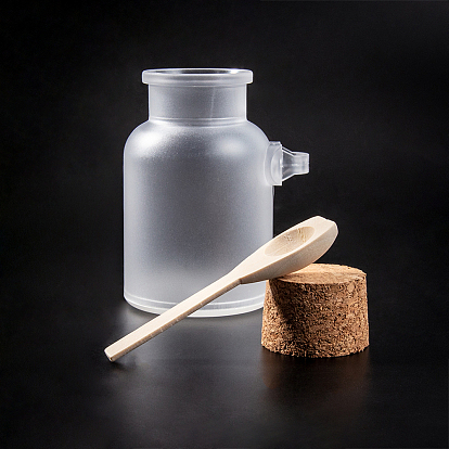 Kit de bricolaje, con botella de sal de baño mate recargable, cuchara de madera, tapón de botella de corcho y etiquetas adhesivas de pizarra