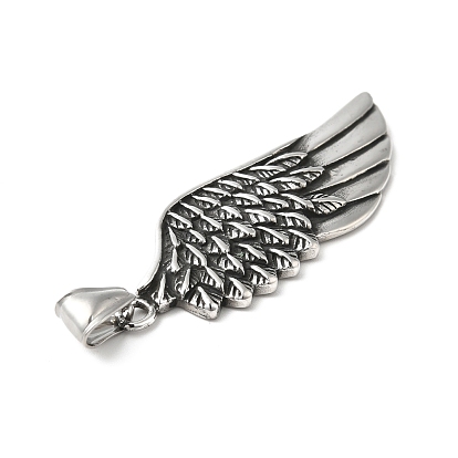 304 polissage manuel de gros pendentifs en acier inoxydable, charmes d'ailes