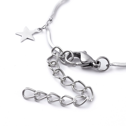 Étoiles 304 bracelets en acier inoxydable, avec chaînes à maillons festonnés et fermoirs à pince de homard