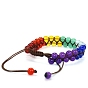Браслет из разноцветных окрашенных натуральных джабе с круглыми плетеными бусинами, регулируемый браслет для женщин