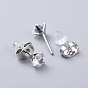 304 Stainless Steel Jewelry Sets, Brass Micro Pave Cubic Zirconia Pendant Necklaces and 304 Stainless Steel Stud Earrings, with Ear Nuts/Earring Back, Mixed Shapes, Clear
