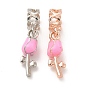 Abalorios colgantes europeos de esmalte rosa perla de aleación chapada en rack, hechizos de gran agujero, rosa