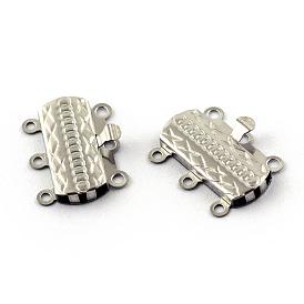 304 Stainless Steel Box Clasps, Rectangle, 6 Hole, 3 Loop