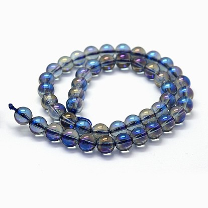 Galvaniques quartz naturel perles de cristal brins, de couleur plaquée ab , ronde