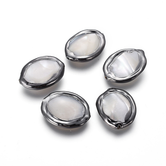Perles de coquillages, avec les accessoires en laiton, ovale