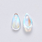 Transparent Spray Painted Glass Charms, AB Color Plated, Teardrop