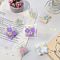Transparent Acrylic Binder Paper Clips, Card Assistant Clips, Rectangle with Flower Pattern