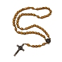 Ожерелья с подвеской в виде креста из сплава религии, колье из деревянных бусин