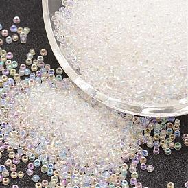 Perles rondes en verre de graine, Grade a, couleurs transparentes arc