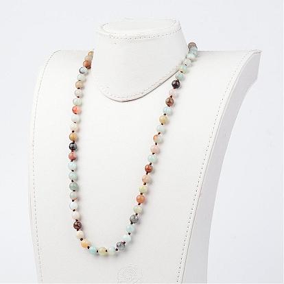 Natural Flower Amazonite Necklaces, Beaded Necklaces, 35.4 inch