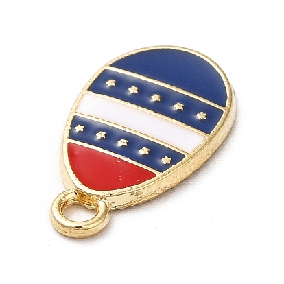 American Flag Style Alloy Enamel Pendants, Cadmium Free & Nickel Free & Lead Free, Golden, Egg Charms