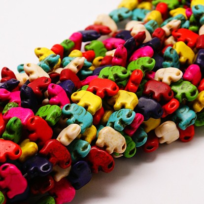 Elephant Synthetic Turquoise Beads Strands, Dyed, 11x14x6mm, Hole: 1mm, about 37pcs/strand, 15.7 inch