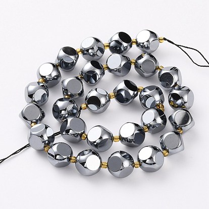 Brins de perles de pierre terahertz, avec des perles de rocaille, dés célestes à six faces, facette
